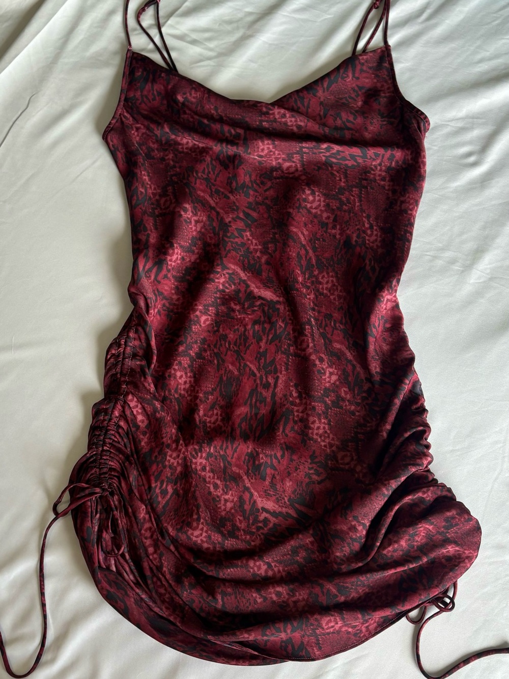 Free People snakeskin print Burgundy and Black Satin Slip Dress